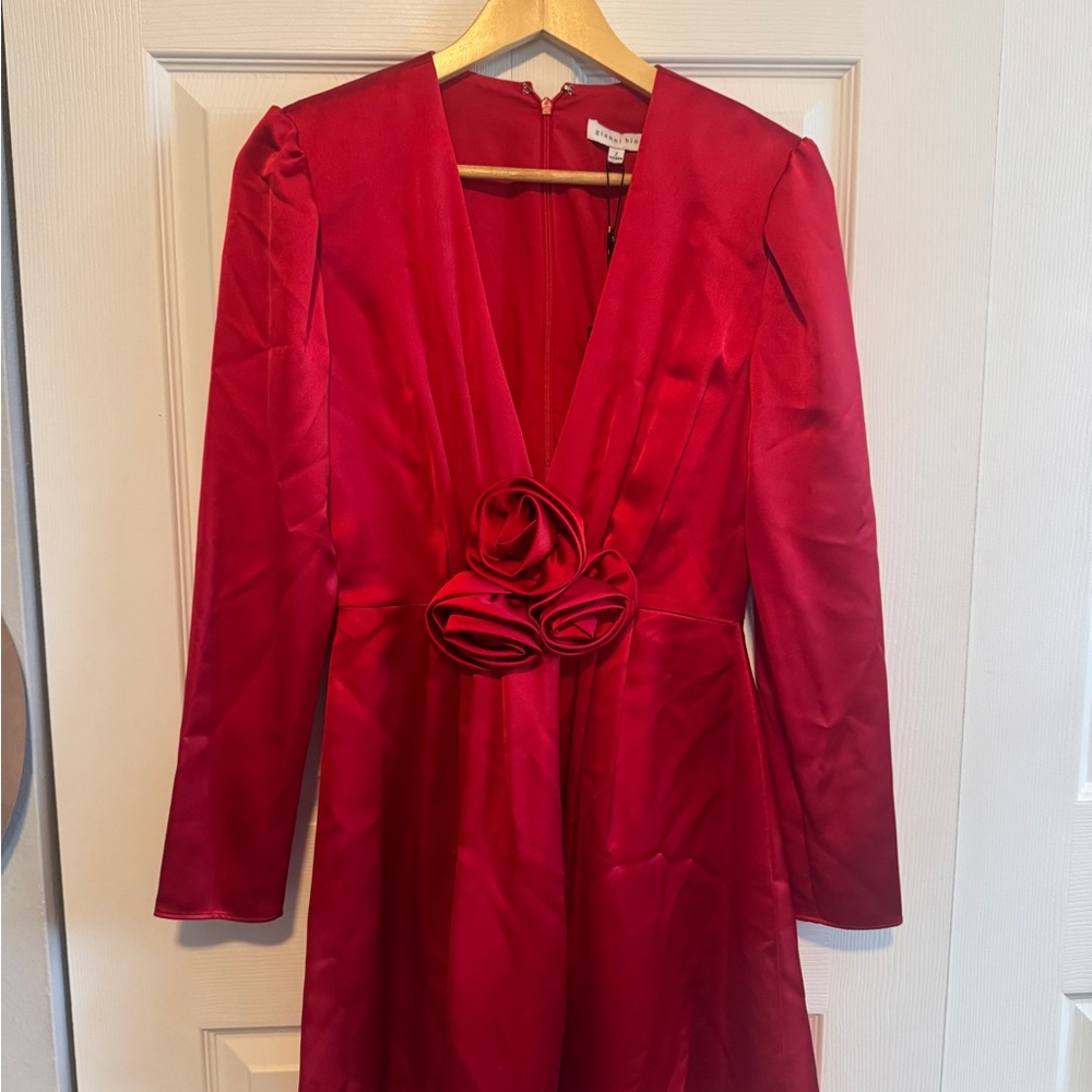 Gianni Bini Red A-line Mini Dress with Plunge Neckline